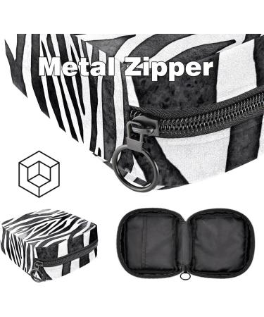 Zebra Pattern Storage Bags for Women | Portable Menstrual Pad & Bandage Holder | Black & White Design for School & Office - Buy Online on GoSupps.com