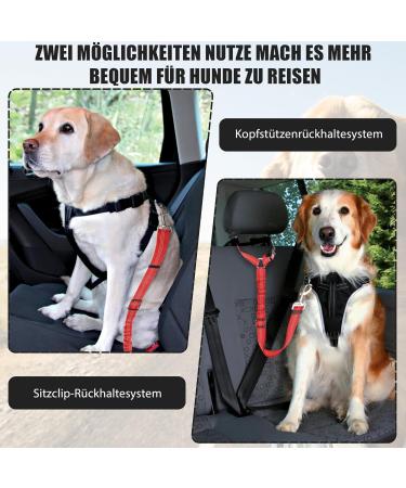 Adjustable Dog Car Headrest Belt - Safety Strap for Small & Medium Dogs - Red Elastic Seat Belt - Buy Online on GoSupps.com