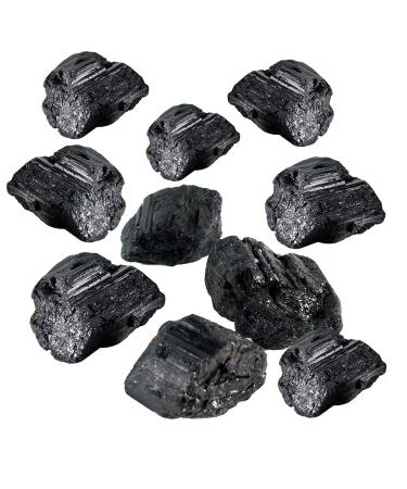 Soulnioi Crystals and Healing Stones 10pcs Raw Black Tourmaline Obsidian Stones for Protection Spiritual Meditation