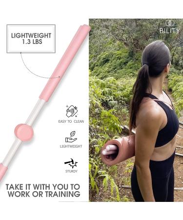 BILITY Posture Crossbar Stretching Stick | Ultimate Back Straightener | Stainless Steel & Foam | Pink - Buy Online on GoSupps.com