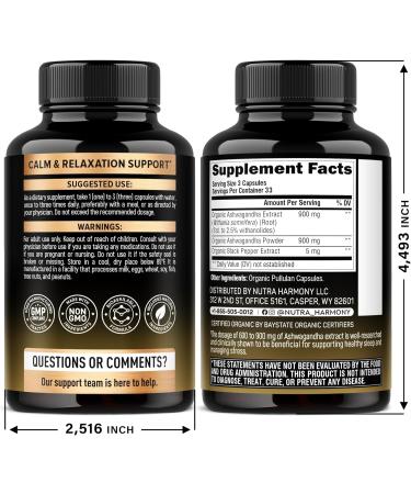 NUTRAHARMONY Lions Mane & Organic Ashwagandha Capsules - Buy Online on GoSupps.com