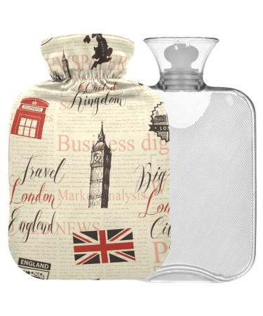 NAANLE LONDON hot bottle with reference transparent hot water bottle 1l heat bottle for bed handfeens Warmer pain relief heat and cold therapy