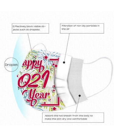 ZQP BEUU 50PCS Disposable Face Bandanas Novelty Happy New Year Balaclava 3Ply Nonwoven Covering Elastic Ear Loop for Women Men - Buy Online on GoSupps.com