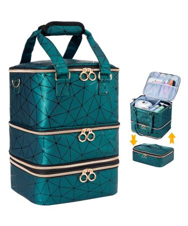 Uross Nail Polish Organizer Bag Holds 60 Bottles Nail Polish & Nail Kit -Nail Polish Storage Organizer Nail Polish Bag Nail Supplies Organizer Case for nail tech - Darkgreen X Large - 60 bottles Darkgreen