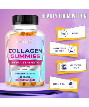Collagen Powder Gummies with Biotin & Vitamin C | Grass-Fed, Keto & Paleo Friendly | Healthy Hair, Skin, Nails & Joints | Non-GMO Orange Flavor - 60 Gummies - Buy Online on GoSupps.com