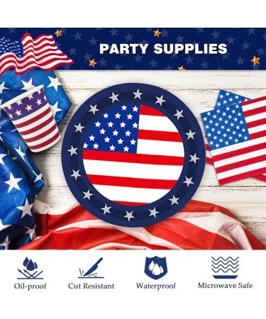 Shakven 4th of July Paper Plates | Independence Day Paper Plates Kit | Independence Day & Tableware Decorations Red White Blue Paper Plates 24 9-inch Plates - Buy Online on GoSupps.com