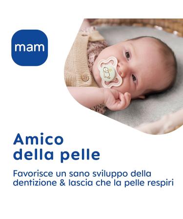 MAM Original Pacifiers Set of 2 | Size 6+ Months | SkinSoft Silicone Teat | Organic Round Design | Includes Pacifier Cover Green - Buy Online on GoSupps.com