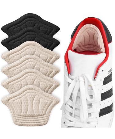 Adhesive Back of Heel Cushion Pads  Heel Grips Inserts for Loose Shoes  Too Big Boots  Reusable Heel Guards Liners for Women Men  Improve Shoe Fit  6PCS-Beige