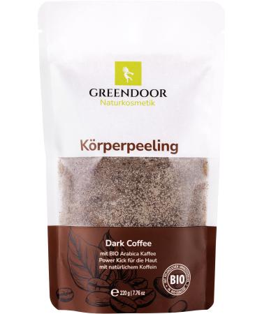 Greenendoor natural cosmetics. Period of body peeling coffee 220g vegan extra natural caffeine peeling anti -aging with organic arabica without microplastics against cellulite pregnancy strips