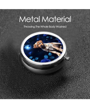 Portable Puppy Blue Round Pill Box Organizer - 3 Compartment Travel Pill Case for Pets - Buy Online on GoSupps.com