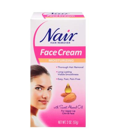 Nair Hair Remover Moisturizing Face Cream For Upper Lip Chin and Face 2 oz (57 g)