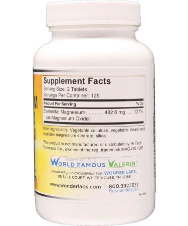 Wonder Labs Magnesium Oxide 400 - Pharmaceutical Grade, 483mg - 250 Tablets - Compare to MAG-OX 400 - Buy Online on GoSupps.com
