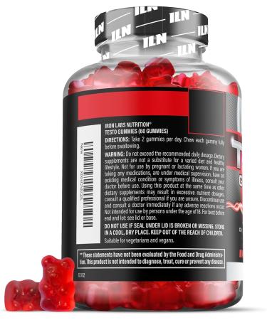 Iron Labs Nutrition Testo Gummies for Men (60 Gummies) - High Strength Booster for Men - Mixed Berry Flavor - Features Maca Ginseng Zinc and Selenium - Sugar Free & Vegan Suitable - Buy Online on GoSupps.com