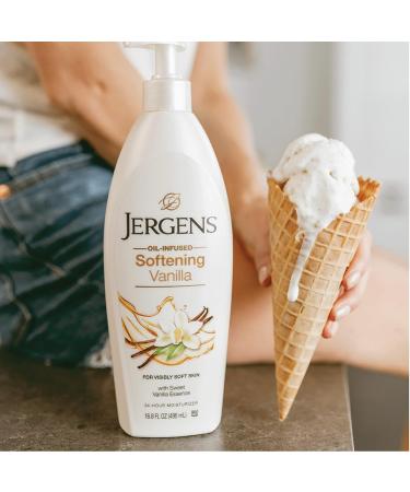 Jergens Softening Vanilla Oil-Infused Moisturizer 16.8oz | Soothing Full-Body Moisture with Sweet Vanilla Essence | International Shipping Available - Buy Online on GoSupps.com