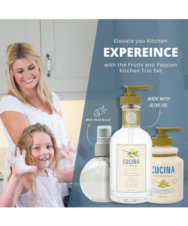 Fruits & Passion Cucina Kitchen Trio Holiday Gift Set - Hand Soap Hand Cream & Mist (Sea Salt & Amalfi Lemon) - Ideal International Gift - Buy Online on GoSupps.com