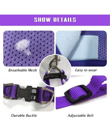 Femax Dog Harness with Leash for Small & Medium Dogs/Cats - Soft Mesh Adjustable No Pull Reflective Vest for Chihuahuas & Puppies (Chest 47-50cm) - Purple - Buy Online on GoSupps.com
