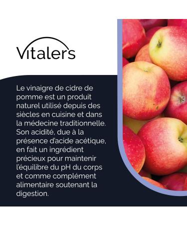 Vitaler s Vinaigre de Cidre 650 mg 60 g lules Cure 2 Mois Vegan Sans Conservateurs Composition Pure - Buy Online on GoSupps.com