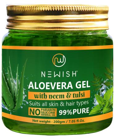 Newish Daily Use Organic Aloe Vera Gel for Face Moisturizer & Dry Skin  Hair  Acne-prone  Sensitive Skin  Dark Spots  100 Percent Pure Aloe Vera Gel for Sunburn Relief with Neem - 6.76 Fl Oz Neem Aloe Vera 6.76 Fl Oz (Pa...