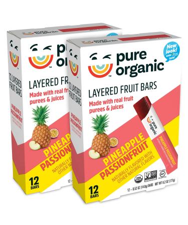 Pure Organic Layered Fruit Bars, Pineapple Passionfruit, Gluten Free, Vegan Fruit Snacks (24 Bars)