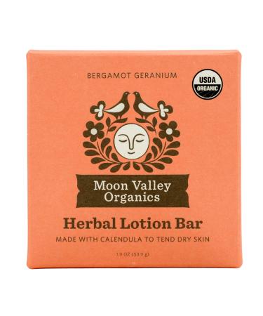 Moon Valley Organics Herbal Lotion Bar in Bergamot Geranium  Moon Melt Bar  Calendula and Comfrey  Beeswax  Heal and Restore Chapped Skin  Soothing