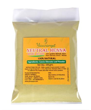 Yauvanya 100% pure Cassia(Neutral Henna) Powder - 3X100 gms for Blonde/Golden hair