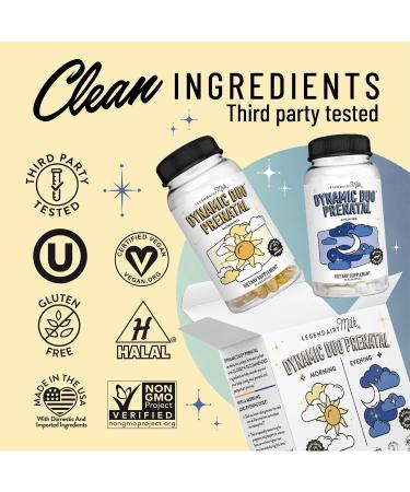 Legendairy Milk Dynamic Duo Prenatal 2-in-1 Prenatal Vitamins for Women - Morning & Night Prenatal Vitamins with DHA and Methylated Folate - 25 Vitamins & Minerals for Every Stage, 30 Day Supply - Buy Online on GoSupps.com