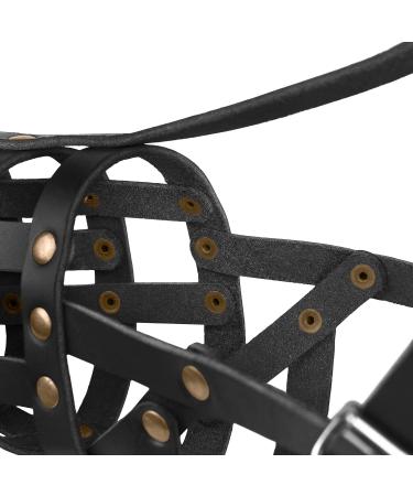 MUROM Leather Dog Muzzle German Shepherd Adjustable Breathable Doberman Dalmatian Setter Basket Medium Large Breeds Black Brown Red Green (Black Medium) Black M - Buy Online on GoSupps.com