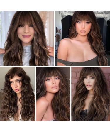 Haircube Long Curly Brown Wig with Blonde Highlights Natural Look Heat-Resistant Synthetic Ponytail Wig for Fashion-Forward Women - Buy Online on GoSupps.com