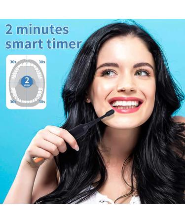 BJJB Adult Electric Toothbrush with 8 Replacement Heads | 60-Day Charge | 6 Modes & 3 Intensity Levels | High Intensity Teeth Cleaning | Hidden Charging | Black - Buy Online on GoSupps.com