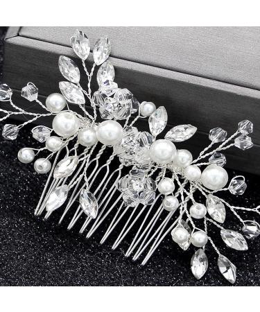 Elegant Wedding Hair Comb with White Opal Rhinestones & Crystals | Bridal Jewelry for Women & Girls - Buy Online on GoSupps.com