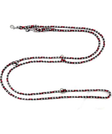 Adjustable Dog Leash for Small Dogs - Lightweight 4-Way Design (2.40m Ohio Black-Silver-Red) - Ideal for Dogs up to 15kg - Buy Online on GoSupps.com