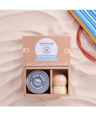 Basic Goods Trading Company Stain Bar Travel Kit - Laundry Spot Stain Remover with Bamboo Scrub Brush - Organic Materials & Cruelty Free - Alternative to Stain Remover Stick/Pen - Buy Online on GoSupps.com
