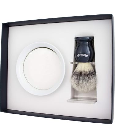Plisson Mother of Pearl Shaving Set - White Pearl Grey Fiber Brush for Precision Shaving | International Shipping Available - Buy Online on GoSupps.com