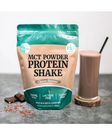 Go-Keto MCT Vegan Protein Shake Chocolate Powder 400g | TCM Coconut Oil for Keto Diet | Vegan Pea and Rice Protein Best Amino Acid Profile | Sugar and Lactose Free - Buy Online on GoSupps.com