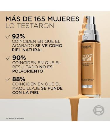  L'Oreal Paris L'Or al Paris - Liquid Foundation - 24H Hydration - Formula with Hyaluronic Acid - All Skin Types - Shade: Vanilla (2.N) - Perfect Match - 30 ml - Buy Online on GoSupps.com