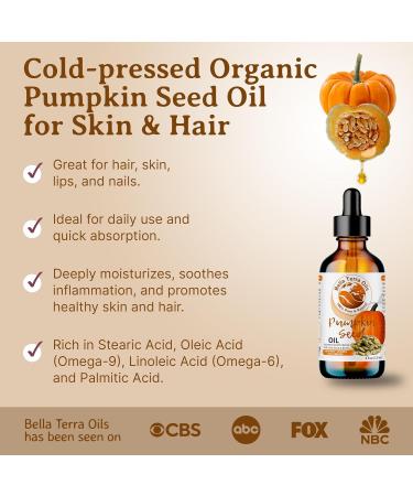 Buy Bella Terra Organic Pumpkin Seed Oil 4oz - Nutrient-Rich Oil Abundant in Vitamin C & E for Skin Purity - International Shipping Available - Buy Online on GoSupps.com