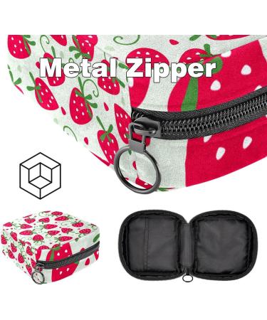 Red Strawberry Pattern Portable Period Bag | Candy Napkins Storage for Women & Teens | Menstrual Cup & Breastfeeding Holder - Buy Online on GoSupps.com