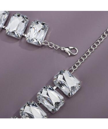 YERTTER Silver Rhinestone Choker Necklace - Adjustable Chunky Chain for Women - Clear Rhinestone Statement Jewelry for Party and Music Bar - Buy Online on GoSupps.com