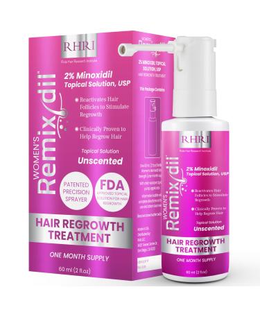Remixidil Minoxidil 2% Hair Growth Spray for Women - Thickening Regrowth & Loss Treatment
