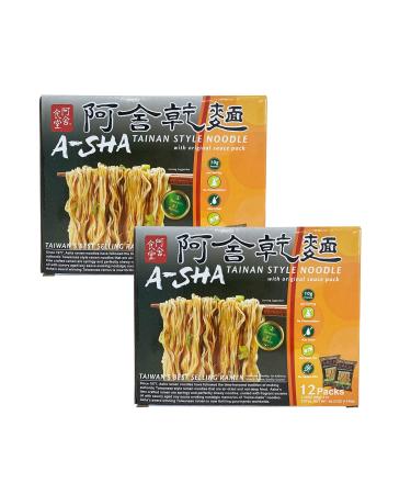 A-Sha Healthy Ramen Noodles - Original Sauce Pack Included, Thin Size Tainan Noodles - Large 24 Packs (3.35 oz each Pack) 24-Pack