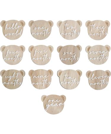Ginger Ray 13 Baby Milky Milk Gondes - Teddy Bear & Hello World Sign | Neutral Milestone Signs for Baby Parties - Shop Internationally - Buy Online on GoSupps.com