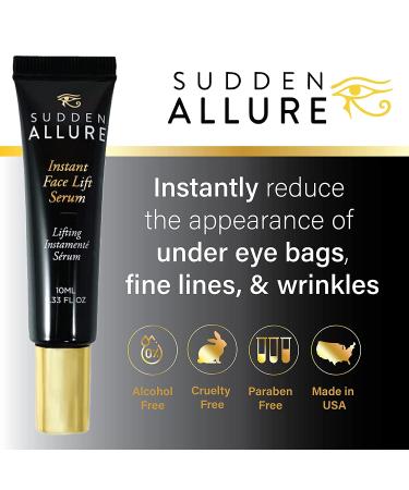 Sudden Allure Instant Face Lift Serum - Erase Under Eye Bags & Wrinkles in 60 Seconds | Firming Face & Eye Serum Lotion Made in USA | 10 ml (0.33 oz) - Buy Online on GoSupps.com