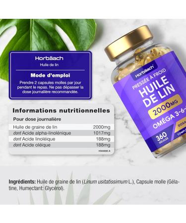 Linseed Oil Food 2000mg | Linseed Oil | 360 Capsules | Omega 3 6 9 with High Strength Alpha Linolenic Acid (ALA) | Cold Press - Buy Online on GoSupps.com