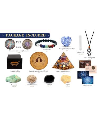 Vuuuuv Horoscope Orgon Pyramid | Virgin Medicinal Crystal Gift Set | Zodiac Stones for Healing & Energy - Buy Online on GoSupps.com