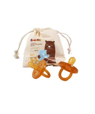 Sweetie Rubber Pacifier Natural Rubber Natural Rubber Pacifier with Symmetrical Nipple 2 Count (0-6 Month/Small)