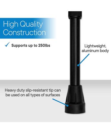 RMS Adjustable Offset Walking Cane - Lightweight Aluminum Stick with Ergonomic Handle and Wrist Strap - Daily Living Aid for Limited Mobility (Black) - Buy Online on GoSupps.com