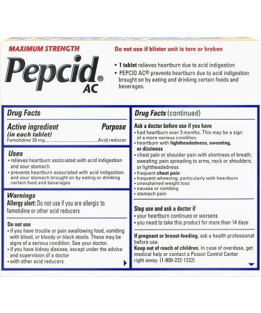 Pepcid AC Maximum Strength 20mg Famotidine - 25ct for Heartburn Prevention & Relief - Buy Online on GoSupps.com