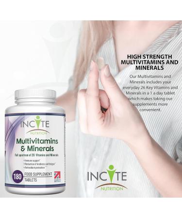 Multivitamin and Minerals | 180 Vegan Tablets | 26 Essential Nutrients | 6 Months Supply | Made in UK - Incite Nutrition - Buy Online on GoSupps.com