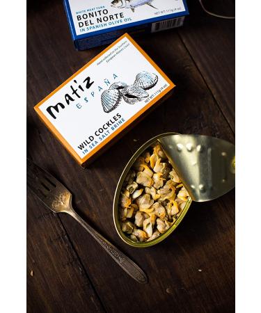 Matiz Espaa Wild Cockles from Galicia in Natural Sea Salt Brine - Spanish Berberechos, Hand Packed, 4 oz - Buy Online on GoSupps.com