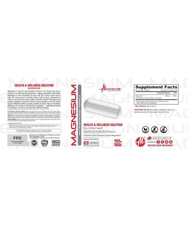 Metabolic Nutrition Magnesium 650mg - Non-GMO, Vegan, Gluten-Free - 90 Capsules - Buy Online on GoSupps.com